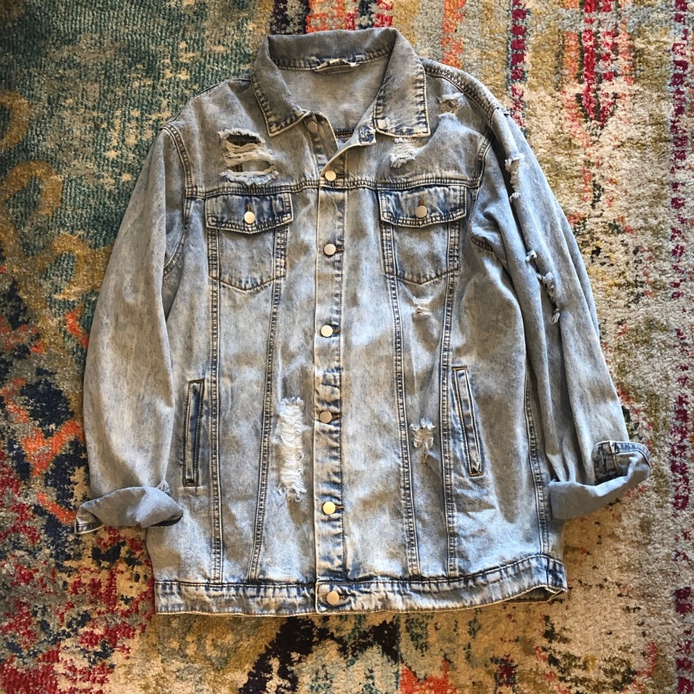Distressed, Oversized, Denim Jacket